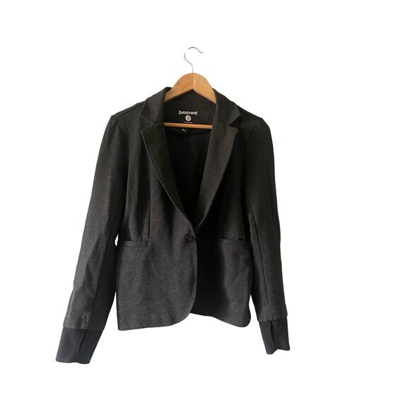 Betabrand Active Ponte Blazer Charcoal Medium Single Button - Picture 4 of 8